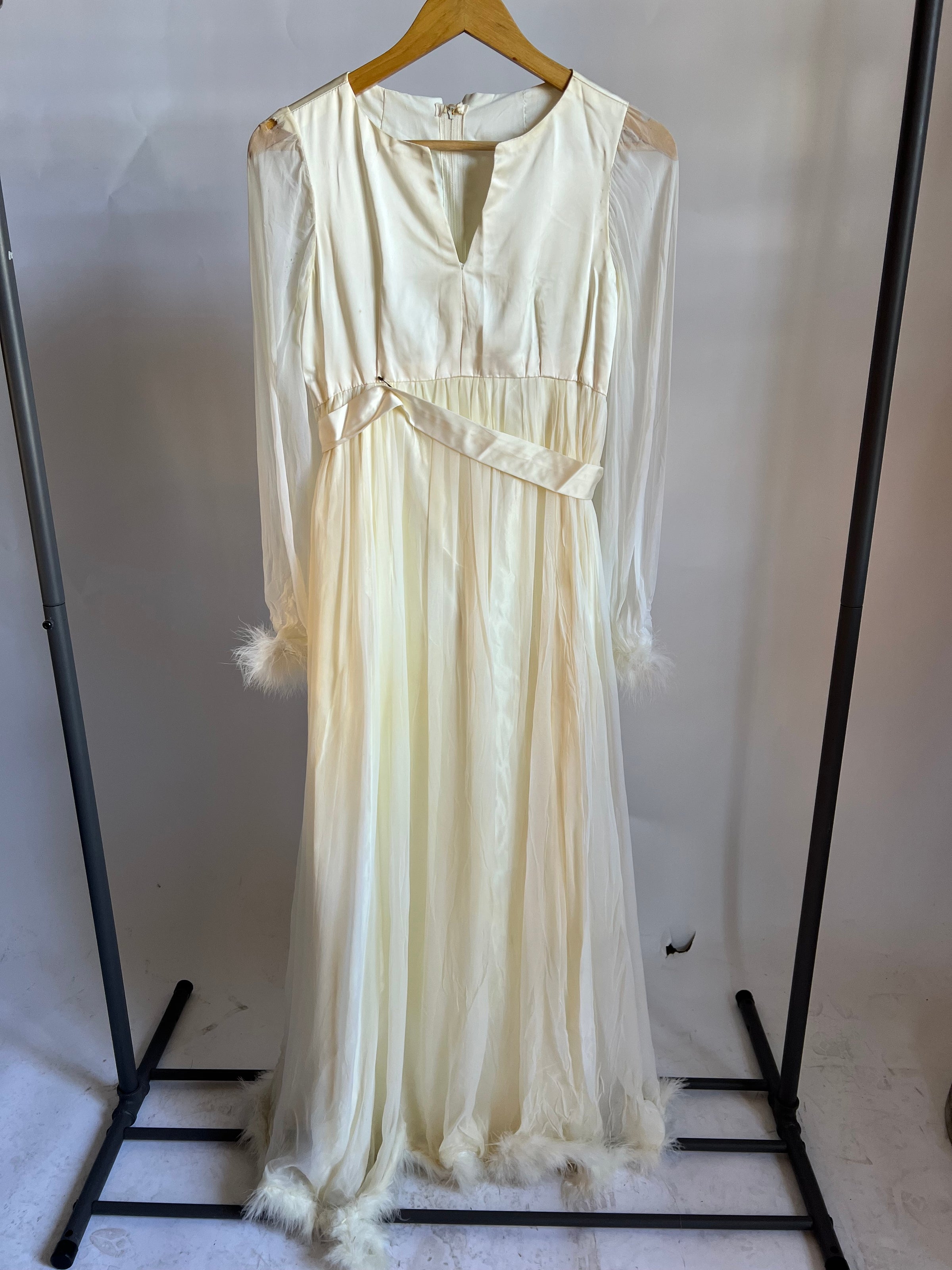 vintage 60s wedding dress 1960s Gown Petite Regal Neckline Button Back Ivory XS W/ Veil Custom size dress will be made based on measurements provided. Sustainable Vintage Wedding Dresses